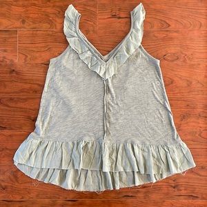 NWT American Eagle Sage Green Sleeveless Ruffled V Neck Tunic Blouse Top Shirt